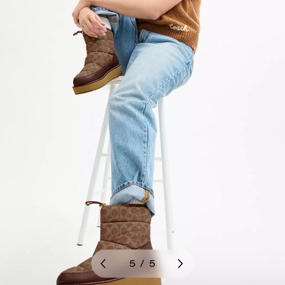 New🤎Coach Idella Boots in Brown Signature Nylon - Picture 4 of 10